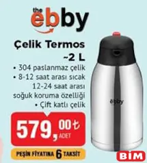 EBBY ÇELİK TERMOS 2 L